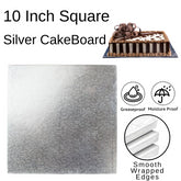 1 Board - 10" Square Silver Double Thick Cards Cake Board
